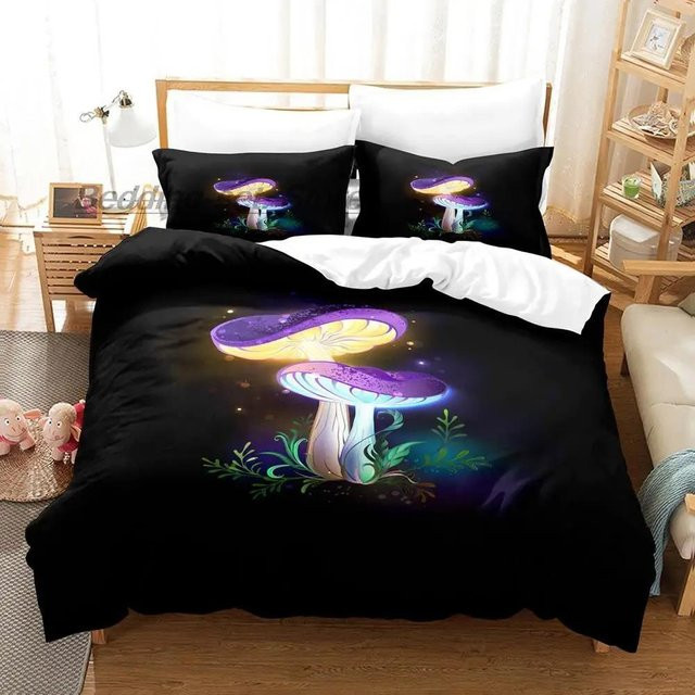 Pilz Bettwäsche Set mit 3D Anime Print, 2-teiliges Mikrofaser Bettset für Teenager, Mehrfarbig, B/H: 70 x 133 cm - Bild 1
