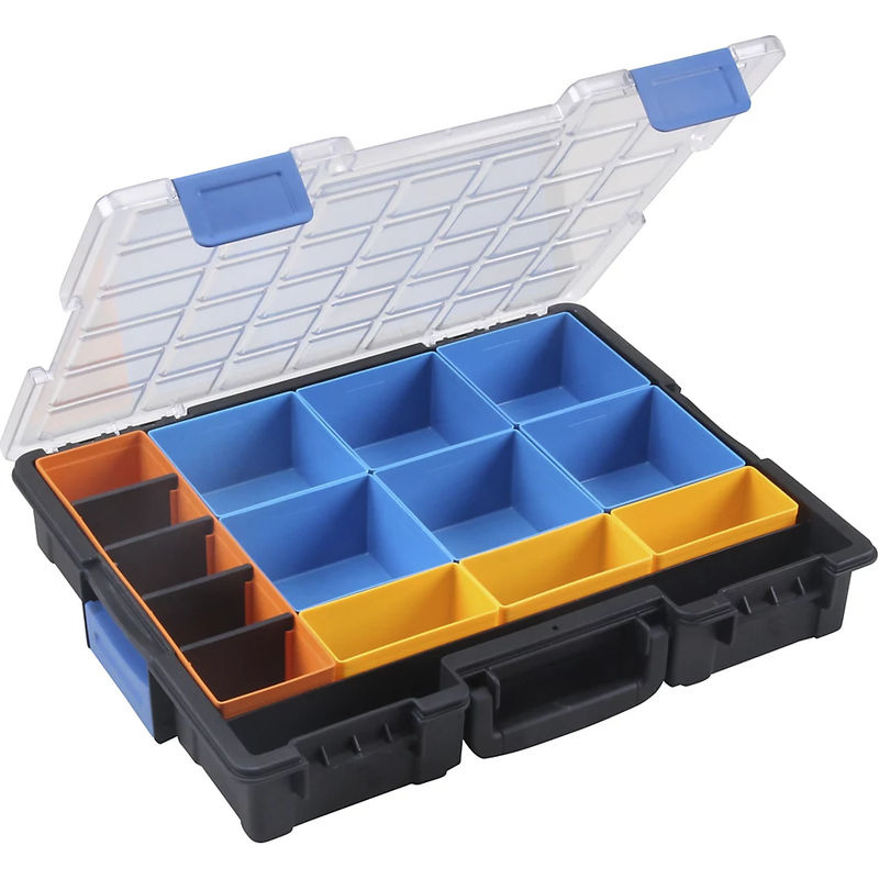 Allit Sortimentskasten mit 15 Fächern und 4 Trennstege in Schwarz Transparent, B: 44,0 cm, T: 35,5 cm, H: 7,6 cm - Bild 2