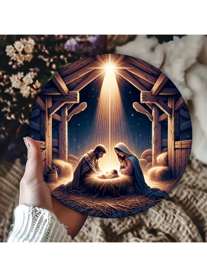Potdemiel Rundes Aluminiumfolien-Gravurschild als Weihnachts-Wandbehang in Mehrfarbig, Durchmesser: 20 cm - Bild 6