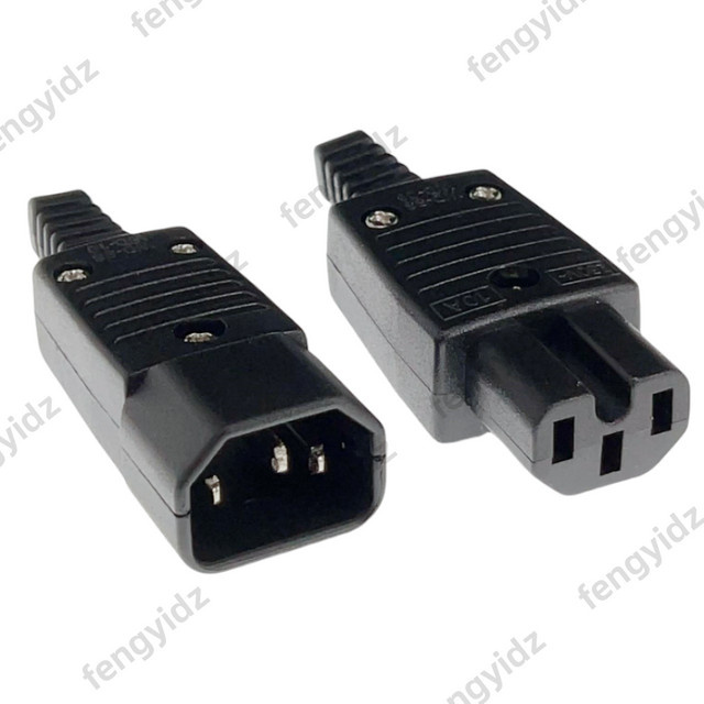 Fengyidz IEC320 C13 C14 C15 AC PDU USV Inline-Kabel Steckdose in Schwarz - Bild 1