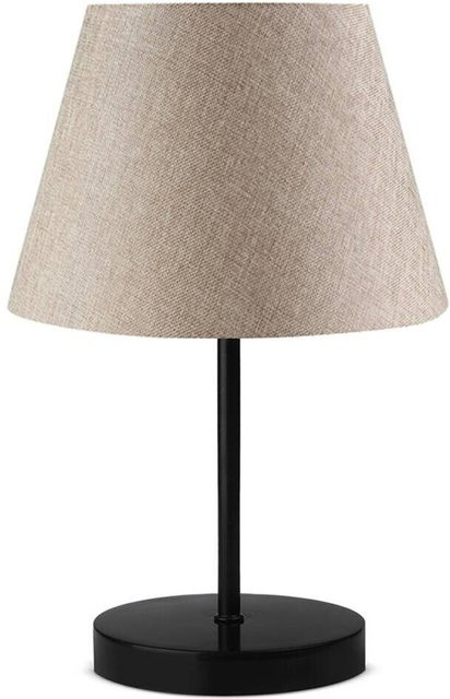 Opviq Tischleuchte in Schwarz und Beige aus Metall und Stoff mit E27 Fassung, B/T/H: 22 x 22 x 36 cm - Bild 1