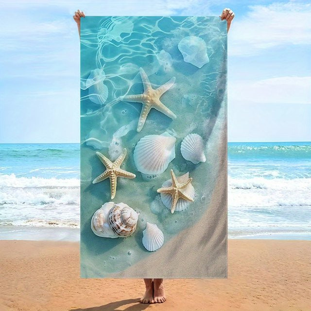 VIKAMA Stranddecke aus Mikrofaser mit Unterwasser-Motiv in Blau, B/B: 140 x 70 cm - Bild 1