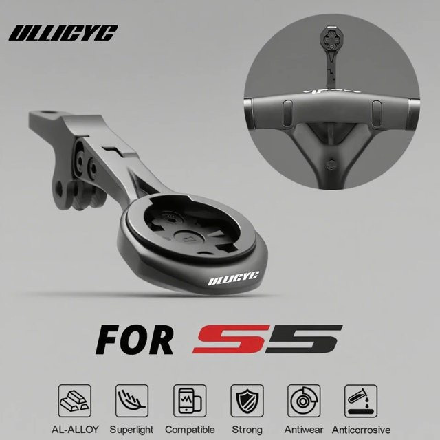 Fahrradcomputerhalterung aus Aluminiumlegierung für Cervelo S5 Lenker, GPS-Scheinwerferhalterung für Garmin, XOSS und iGPSPORT, Schwarz - Bild 1