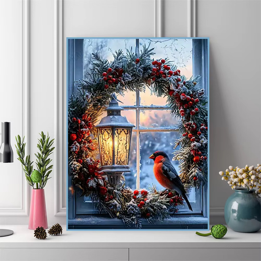 EverShine Diamantmalerei DIY Vogel und Tier Mosaik Set mit Winter- und Blumenmotiv, Multicolour, B: 30,0 cm, H: 20,0 cm - Bild 3