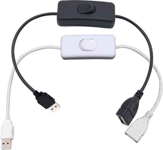 Mrgabwte USB-Schalter-Verlängerungskabel mit Ein/Aus-Netzschalter für Datenübertragung und LED-Streifen, Weiß - Bild 1