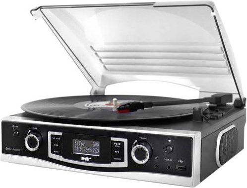 Soundmaster PL590SW Stereoanlage mit Plattenspieler, DAB+, UKW, AUX, USB und Aufnahmefunktion in Schwarz - Bild 1