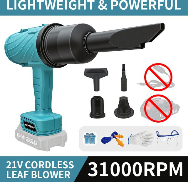 HIPPCRON 2-in-1 Kabelloser Elektrischer Luftbläser und Akku-Staubsauger mit 31000 RPM und 25m/s Luftgeschwindigkeit für Makita 21V Akku - Bild 1