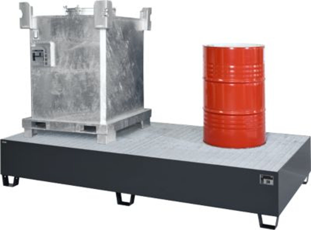 Auffangwanne Schäfer Shop Pure 1000-2 aus Stahl mit verzinktem Gitterrost, anthrazit RAL 7016, unterfahrbar, B: 130,0 cm, T: 265,0 cm, H: 43,5 cm - Bild 2