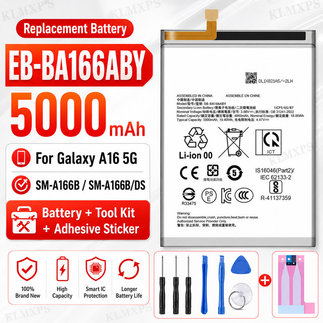 Samsung EB-BA166ABY Akku mit 5000 mAh für Galaxy A16 5G SM-A166E in Schwarz inklusive Werkzeug - Bild 1
