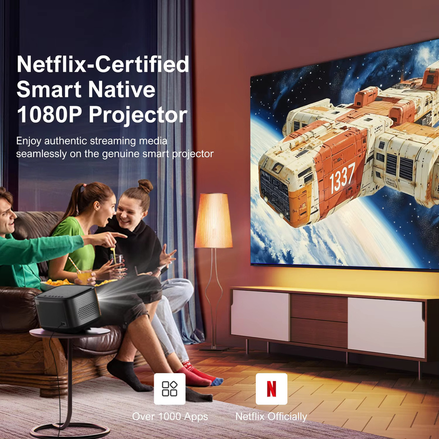 ULTIMEA Apollo P50 Projektor in Schwarz mit Native 1080P Full HD, 700 ANSI Lumen, Netflix-Zertifizierung, Dolby Audio und Autofokus - Bild 2