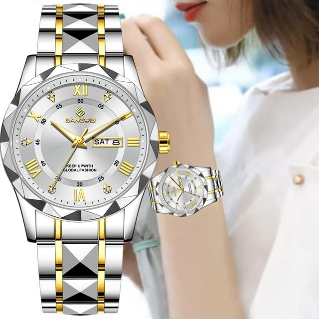 BANGWEI Armbanduhr, Quarz, Edelstahl, Diamant, Damen, Weiß - Bild 1