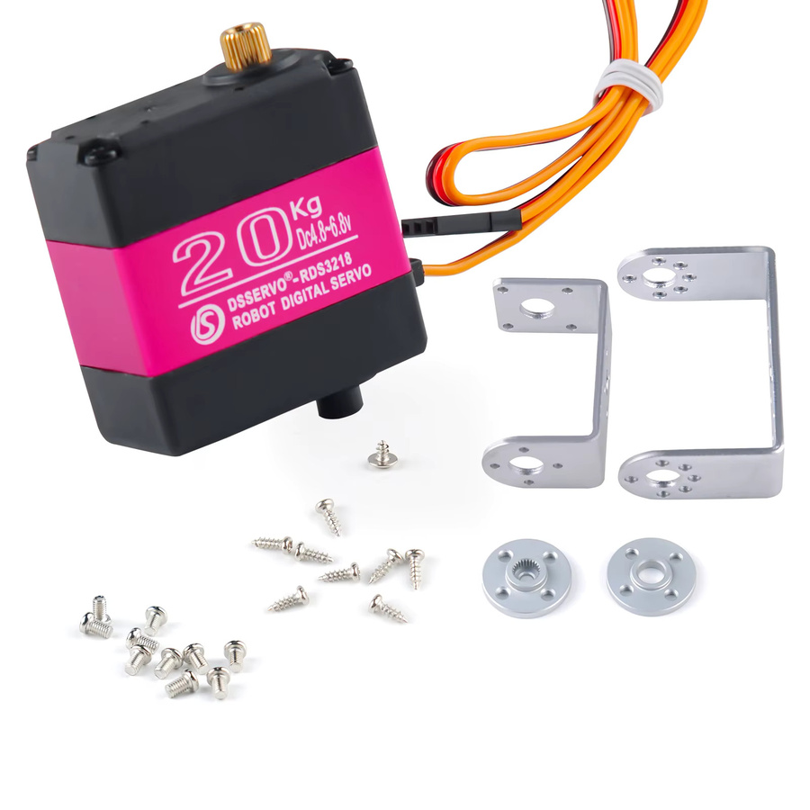 RCmall 4er Set RDS3218 Digital Servo mit Dual Shaft, 20kg Drehmoment, Vollmetallgetriebe und U-Montagehalterung, Schwarz - Bild 3
