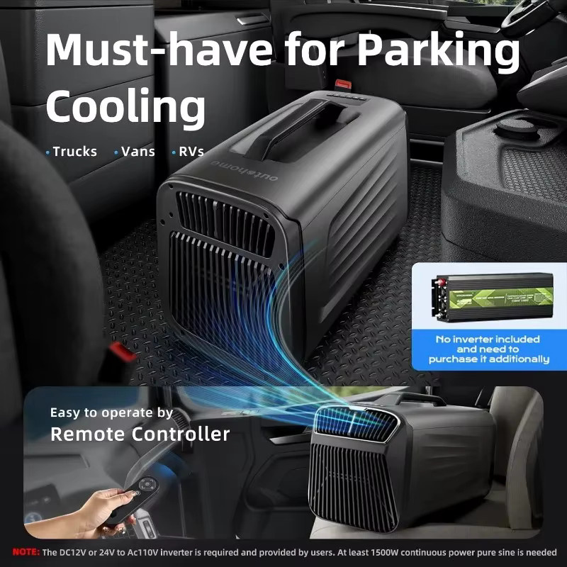 Tragbare Klimaanlage FULANG Monobloc in Grau, 5200 BTU, 500W energiesparend und leise für Camping, Wohnmobil und Außenbereich - Bild 4