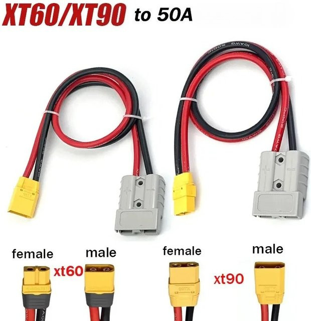 DIVEDEER Hochstrom Anschlusskabel mit 50A Stecker auf XT90 und XT60 Stecker sowie Buchse für Elektrofahrzeuge - Bild 1