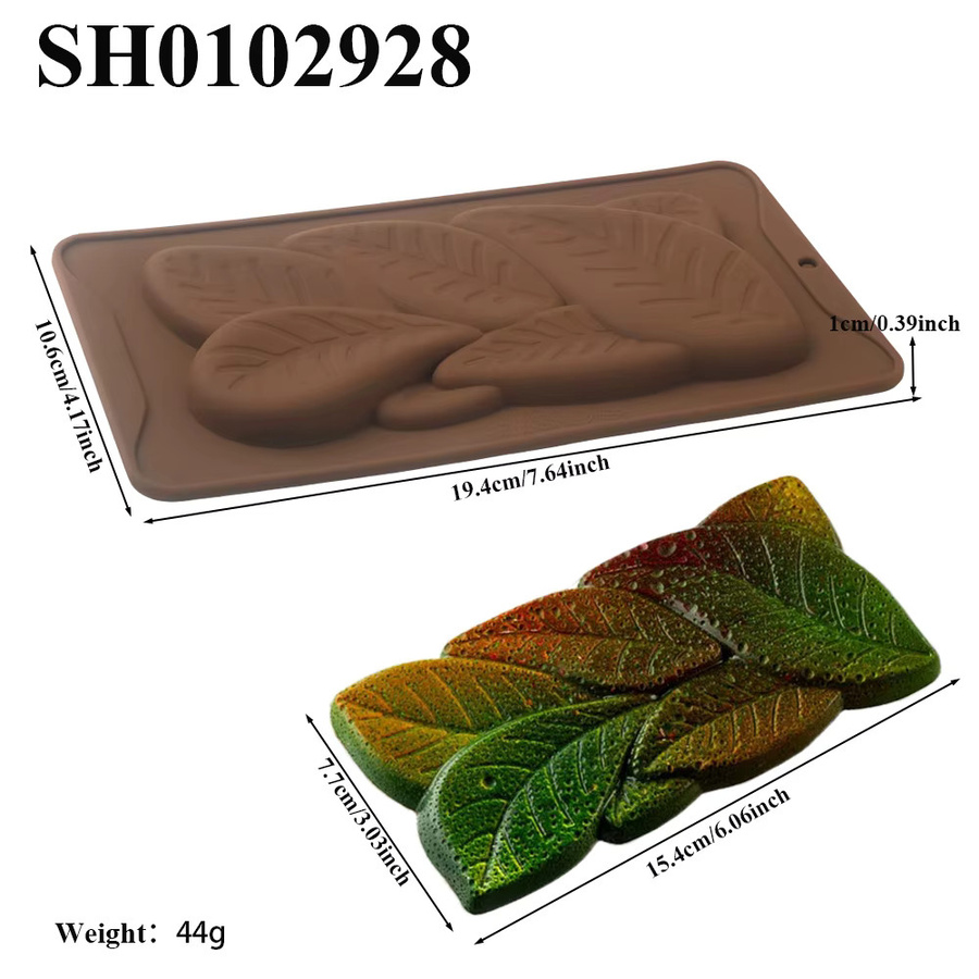 SHENHONG Silikon Schokoladenform mit Blatt- und Blumendesign in Braun - Bild 2