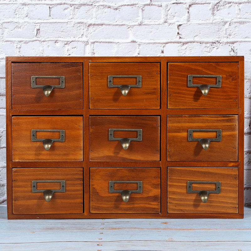 Neoglint Vintage Holz Desktop Storage Box in Braun mit mehreren Schubladen für Schmuck und Zubehör - Bild 5