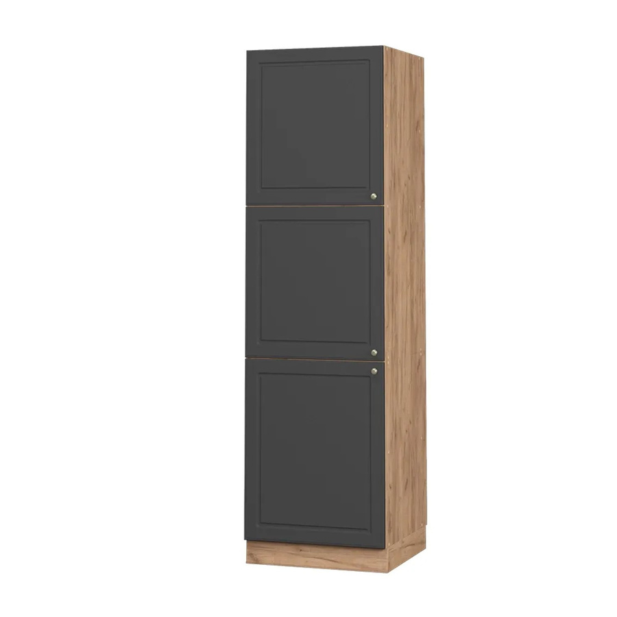 Vicco Herdumbauschrank Fame-Line in Anthrazit-Gold und Eiche mit Soft-Close-Türen, Breite: 60 cm, Höhe: 206 cm, Tiefe: 58 cm - Bild 2