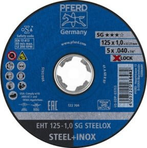 PFERD Trennscheibe SG X-LOCK STEELOX Blau Durchmesser: 125 mm, Dicke: 1 mm - Bild 1