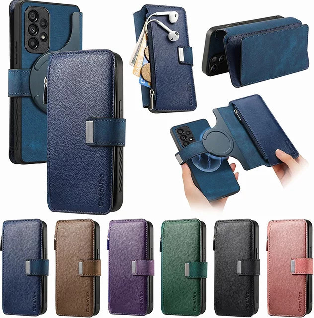 Leder-Magnetetui mit Mehrfach-Kartenfach für Samsung Galaxy S26 S25 S24 S23 S22 Plus Ultra FE Edge in Schwarz - Bild 1