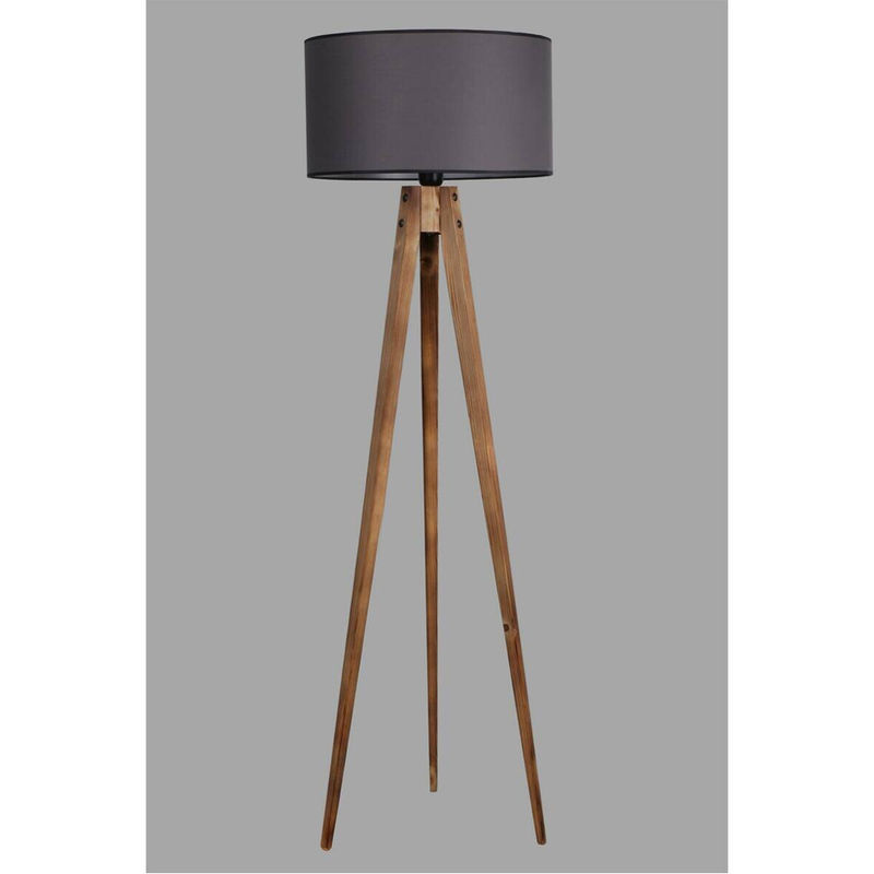 Opviq Stehlampe aus Holz und Stoff in Braun und Grau mit E27 Fassung, B/T/H: 45 x 45 x 153 cm - Bild 3