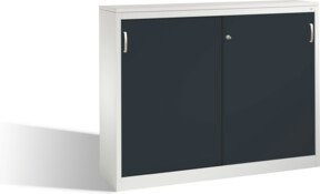 C+P Akten-Sideboard Acurado mit Schiebetüren, Korpus Lichtgrau und Front Schwarzgrau, H: 120 cm, B: 160 cm, T: 40 cm - Bild 1