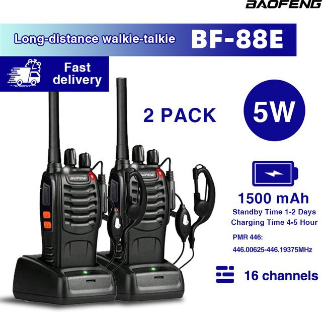 Baofeng BF-88E Tragbares Kabelloses Handfunkgerät mit Großer Reichweite 446MHz 16CH UHF Amateurfunk Zweiwege-Radio in Schwarz - Bild 1