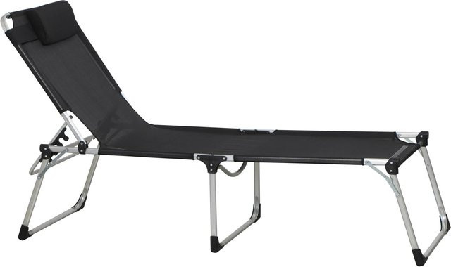 Siena Garden Klappliege Sole aus Aluminium in Schwarz mit Textilgewebe B/H/T: 214 x 70 x 45 cm - Bild 1