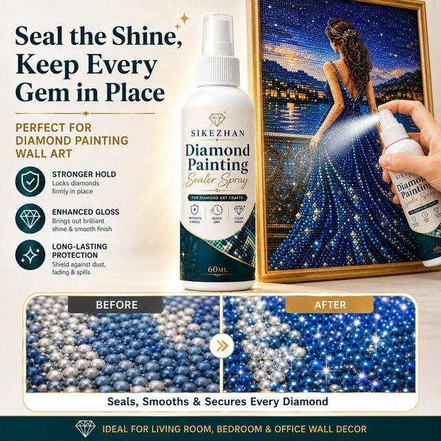 SIKEZHAN Diamantmalerei-Versiegelungsspray für Perlen und Edelsteine, glänzendes Finish, transparent, 60ml - Bild 1