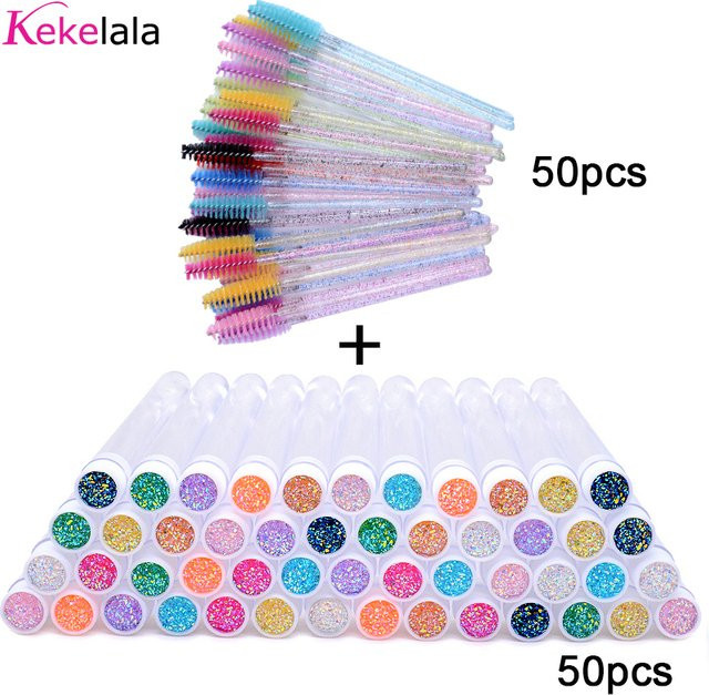 kekelala Wimpern Spoolie Pinsel mit Tube, 50 Stück, Unisex - Bild 1