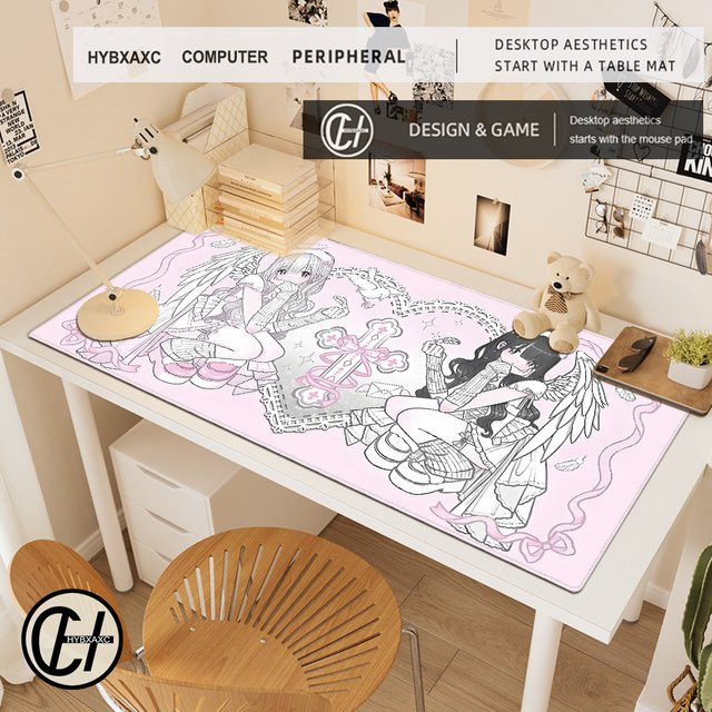 Wasserdichtes Gaming Mauspad mit Cartoon-Maus-Design von HYBXAXC in Weiß oder Pink - Bild 1