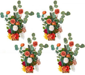 VEVOR Künstliche Blumenarrangements Set, 4 Stück, Orange und Mehrfarbig, Florale Tischdekoration für Hochzeiten und Wohnambiente, B/T/H: 45 x 25 x 25 cm - Bild 1