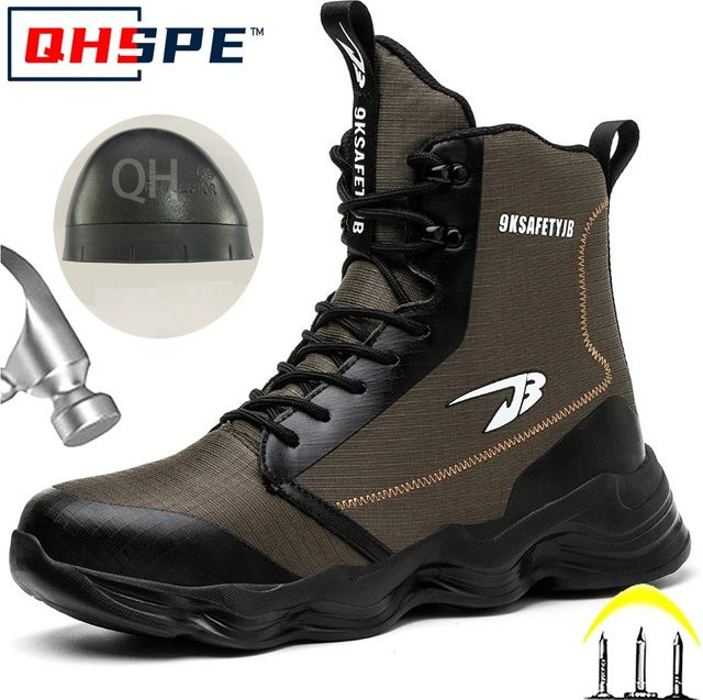 QHSPE Sicherheitsschuhe Herren High Top Arbeitssneaker mit Stahlkappe und Pannenschutz S1P - Bild 1