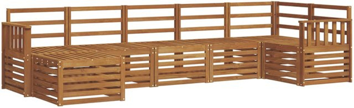 Wendbares Ecksofa Set aus Akazie Massivholz in Natur von Vidaxl, 7-teilig, modern und minimalistisch - Bild 1