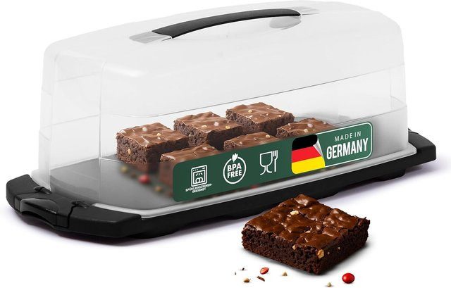 Novaliv 2er-Set Kuchen-Transportboxen transparent, rechteckige Aufbewahrungsboxen mit Deckel für Kuchen und Torten, B/T/H: 39 x 17 x 14 cm - Bild 1