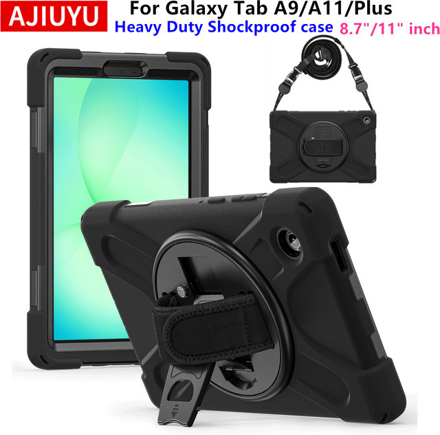 AJIUYU 360 Grad Drehbare Schutzhülle für Samsung Galaxy Tab A11 Plus 11 Zoll SM-X230 SM-X235 SM-X236B und Tab A9 8.7 Plus in Schwarz - Bild 1