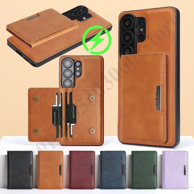 2-in-1 Magnetische Lederhülle für Samsung Galaxy S26 S25 Ultra S24 Plus mit Kartenfächer und kabellosem Laden in Blau - Bild 1