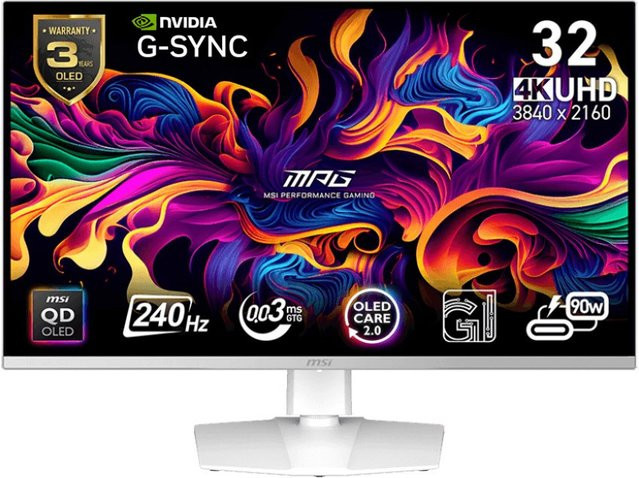 MSI MPG 321URXWDE QD-OLED Gaming Monitor weiß, 32 Zoll Widescreen 4K UHD, 240 Hz, 0,03 ms Reaktionszeit - Bild 1
