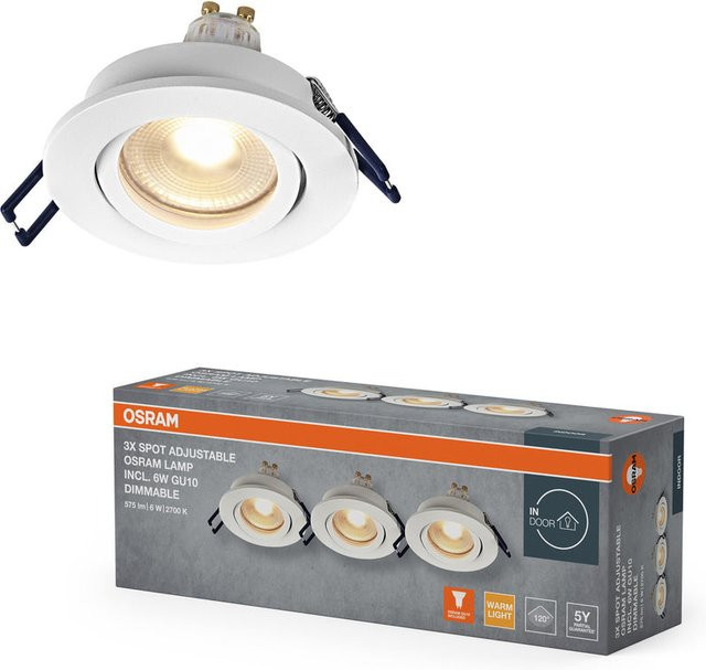 Osram LED Einbaustrahler Set GU10 Warmweiß in Weiß, Durchmesser: 6,8 cm - Bild 1