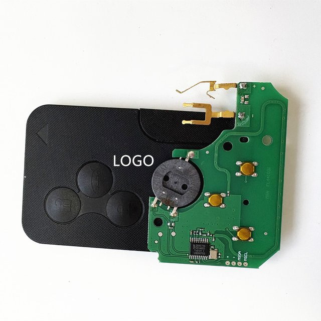 2 Stück Wilongda Fernschlüssel 433 MHz mit PCF7947 Chip für Renault Megane 2 3 Scenic Clio 2003-2008, 3-Tasten Notfall-Grand-Karte, Schwarz - Bild 1