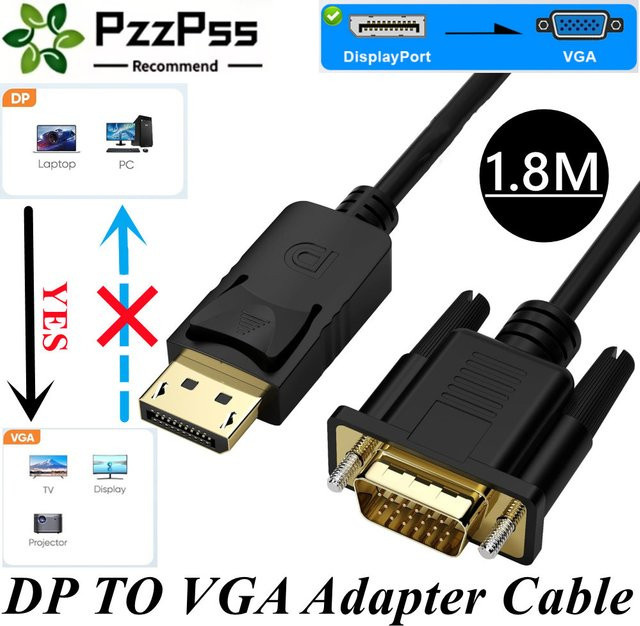 PzzPss DisplayPort zu VGA Adapter Konvertierung Kabel in Schwarz für TV Monitor Laptop Computer und Projektor - Bild 1