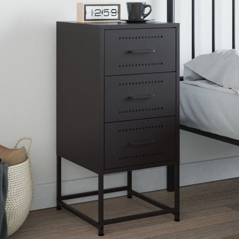 Vidaxl Nachttisch aus Stahl in Schwarz im Industrial Design, B/T/H: 36 x 39 x 78 cm - Bild 1