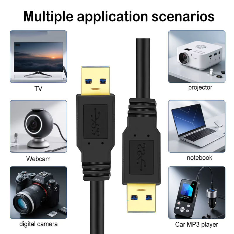 USB 3.0 auf USB Kabel in Schwarz für Festplattengehäuse, Drucker, Modem und Kameras, Länge: 50 cm - Bild 5