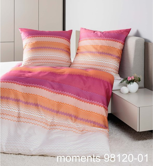 Janine Mako-Satin Bettwäsche Moments aus Baumwolle mit floralem Vintage-Design in Blau, Grün, Lila und Pink - Bild 1
