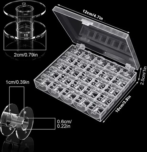 TYHS Craft 25-teiliges Nähspulen-Set aus transparentem Kunststoff inklusive Aufbewahrungsbox - Bild 1