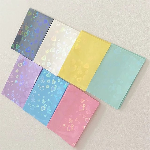 50 Stück Kpop Kartenhüllen mit Herz-Bling Design in Gelb zum Schutz deiner Fotokarten - Bild 1