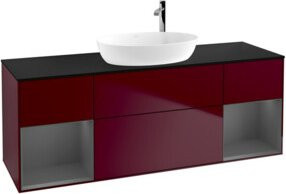 V&B Waschtischunterschrank Finion mit Wandbeleuchtung in Anthrazit lackiert, Breite: 160 cm, Tiefe: 50,1 cm, Höhe: 50,1 cm - Bild 1