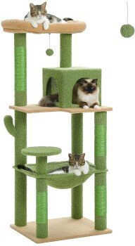 Pawz Road Kratzbaum XL für große Katzen aus Holz mit Hängematte und abnehmbarem Bezug in Matt - Bild 1