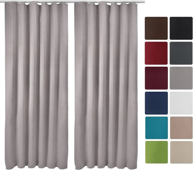 Beautissu Amelie BK Vorhang mit Kräuselband, Grau, 2-teilig, Breite: 140 cm, Höhe: 245 cm - Bild 1
