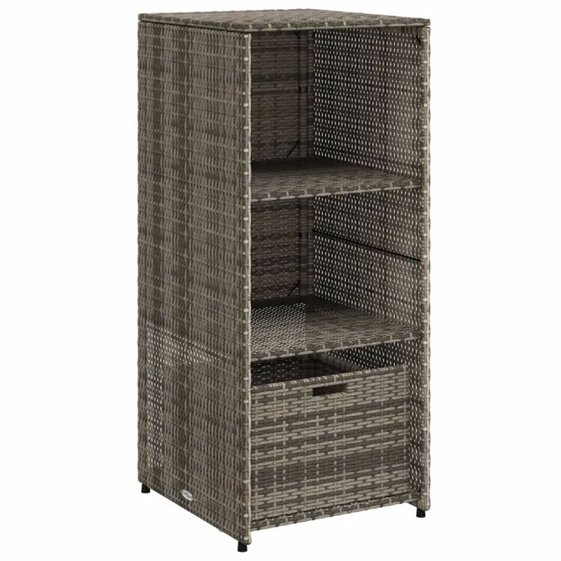 vidaXL Gartenschrank aus Poly-Rattan und pulverbeschichtetem Stahl in Grau mit Türen und Schubladen, B/T/H: 50 x 55 x 115 cm - Bild 2