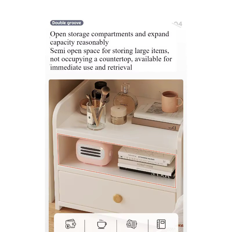 Moderner Nachttisch von LIUSHADUOLA in Weiß mit mattem Holz-Finish für dein Schlafzimmer - Bild 2